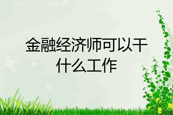 金融经济师可以干什么工作