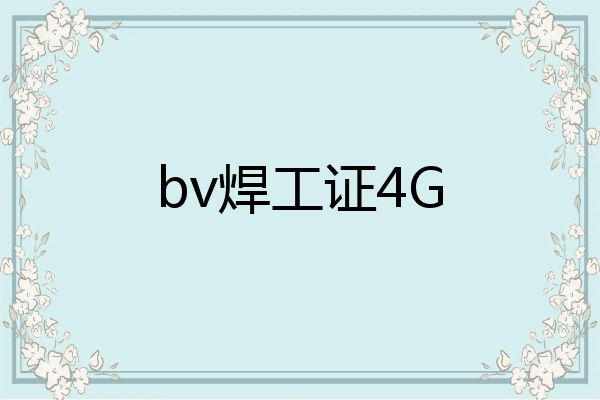 bv焊工证4G