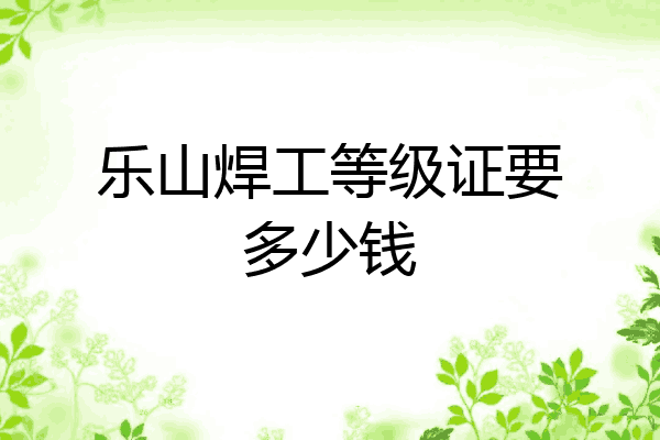 乐山焊工等级证要多少钱