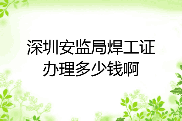 深圳安监局焊工证办理多少钱啊