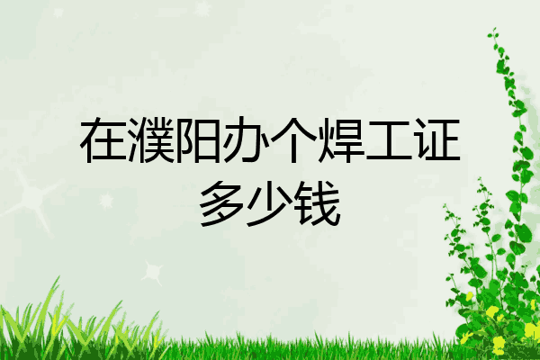 在濮阳办个焊工证多少钱
