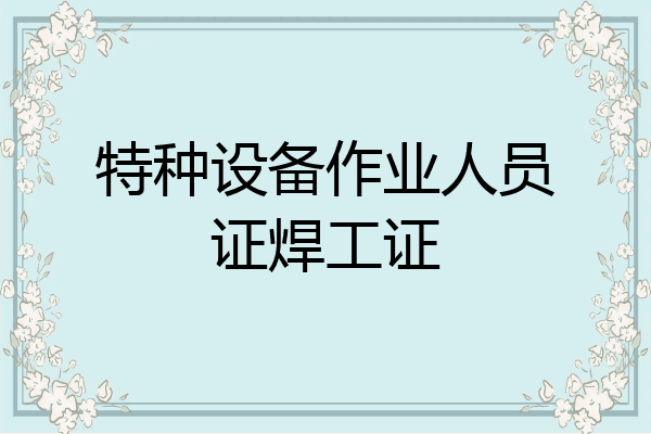 特种设备作业人员证焊工证