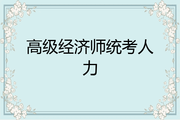 高级经济师统考人力