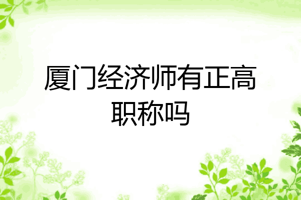 厦门经济师有正高职称吗