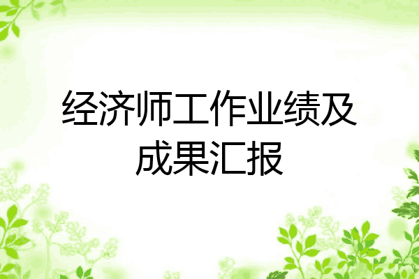经济师工作业绩及成果汇报