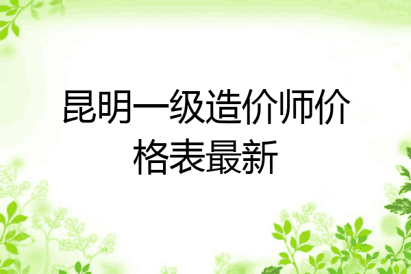 昆明一级造价师价格表最新