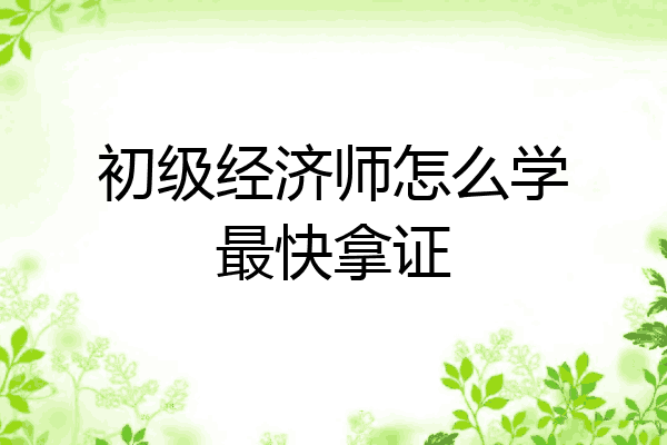 初级经济师怎么学最快拿证