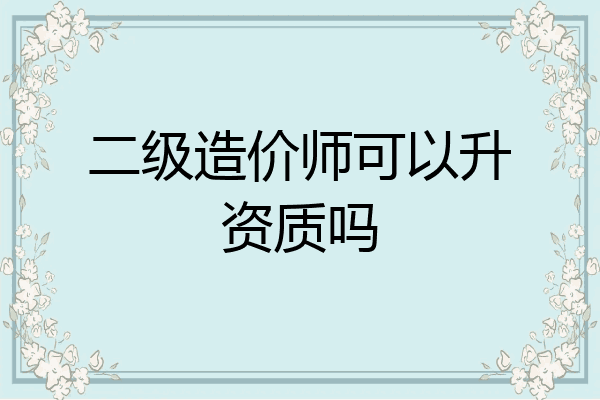 二级造价师可以升资质吗