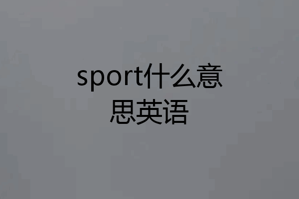 sport什么意思英语