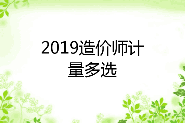 2019造价师计量多选