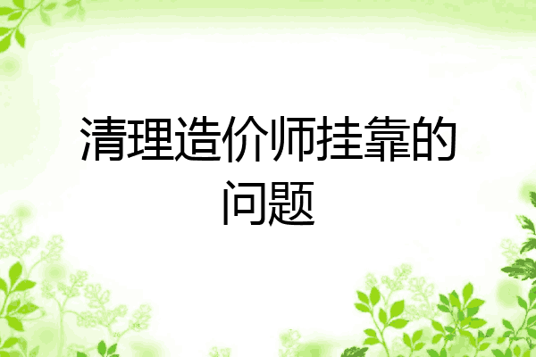 清理造价师挂靠的问题