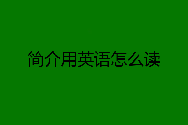 简介用英语怎么读