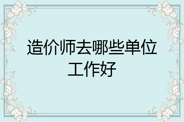 造价师去哪些单位工作好