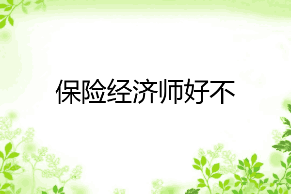 保险经济师好不