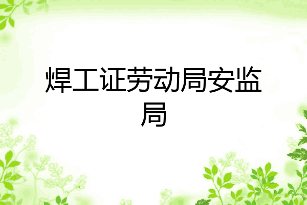 焊工证劳动局安监局