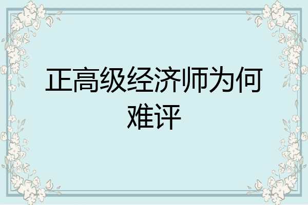 正高级经济师为何难评