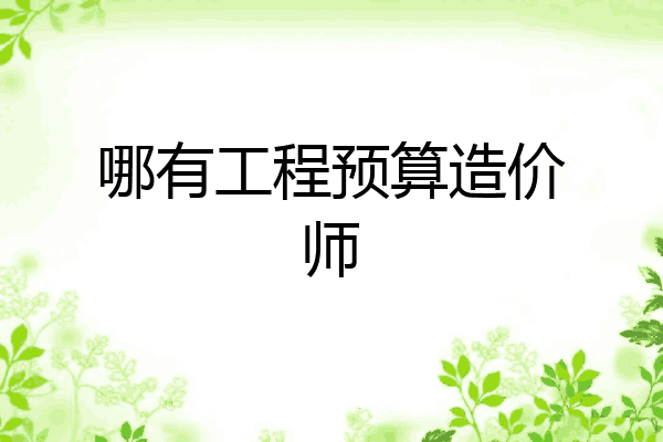 哪有工程预算造价师