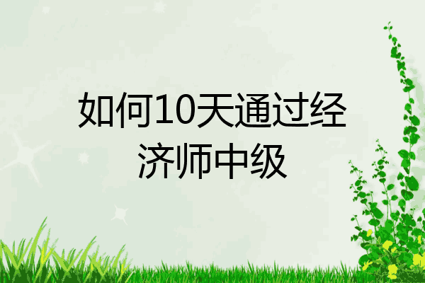 如何10天通过经济师中级
