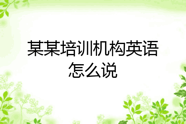 某某培训机构英语怎么说