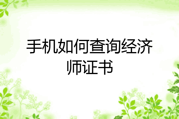 手机如何查询经济师证书