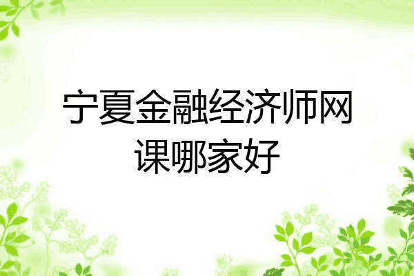 宁夏金融经济师网课哪家好