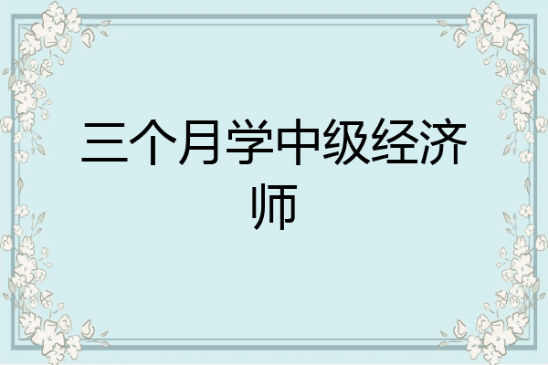 三个月学中级经济师
