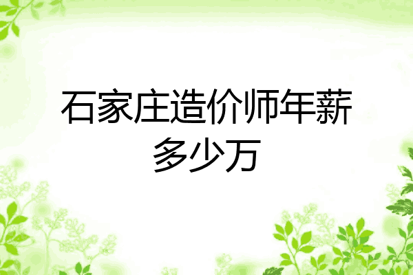 石家庄造价师年薪多少万