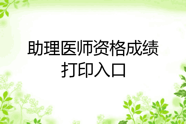 助理医师资格成绩打印入口