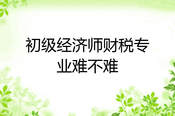初级经济师财税专业难不难