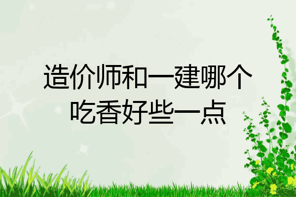 造价师和一建哪个吃香好些一点