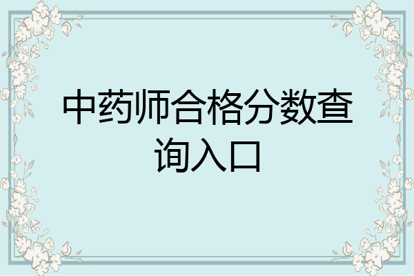 中药师合格分数查询入口