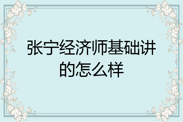 张宁经济师基础讲的怎么样
