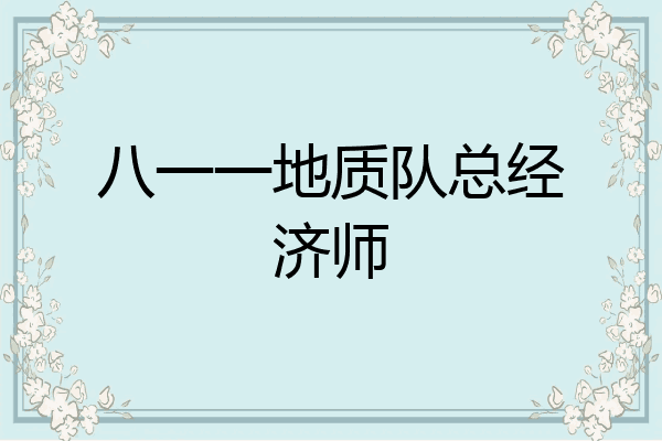 八一一地质队总经济师