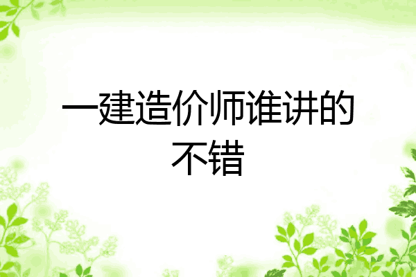 一建造价师谁讲的不错