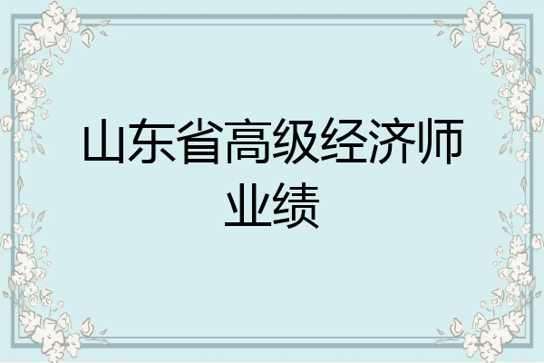 山东省高级经济师业绩