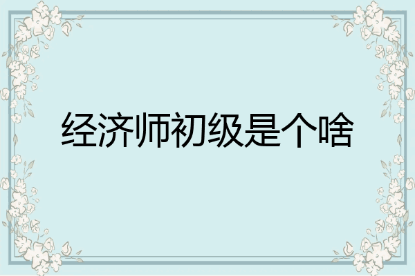 经济师初级是个啥