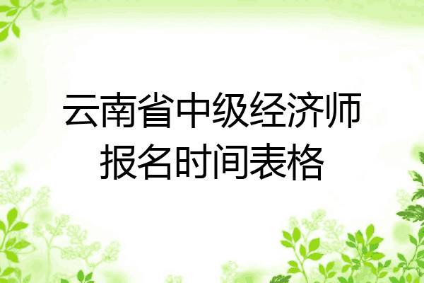 云南省中级经济师报名时间表格
