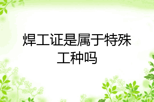焊工证是属于特殊工种吗