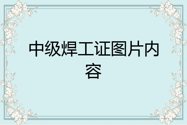 中级焊工证图片内容