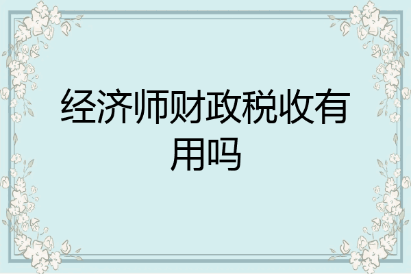 经济师财政税收有用吗