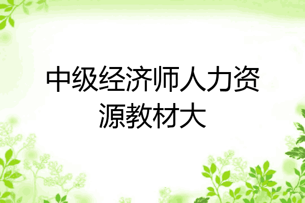 中级经济师人力资源教材大