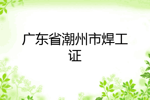 广东省潮州市焊工证