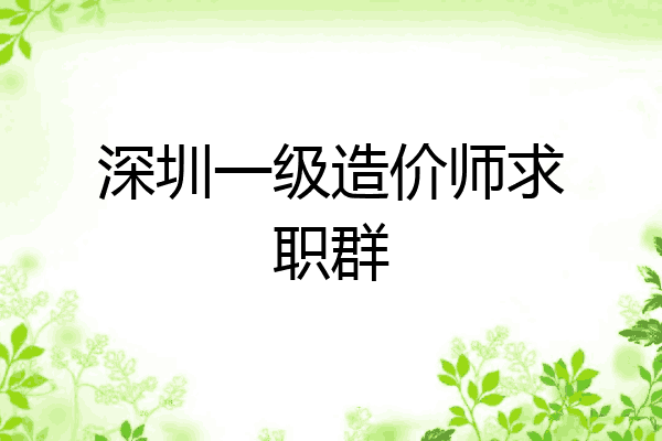 深圳一级造价师求职群