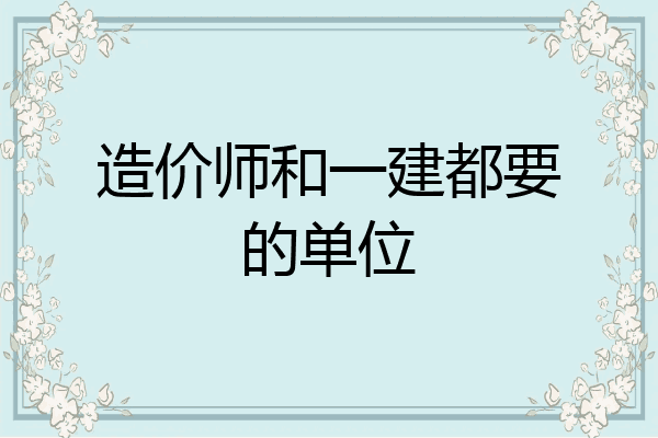 造价师和一建都要的单位