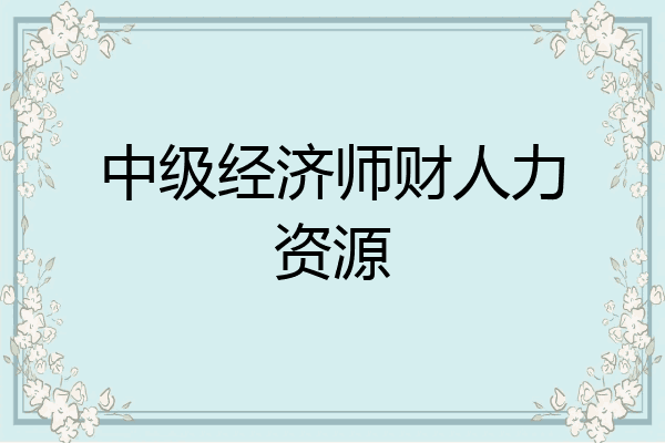 中级经济师财人力资源