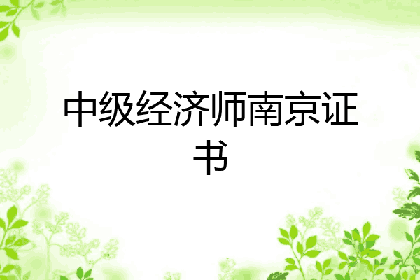 中级经济师南京证书