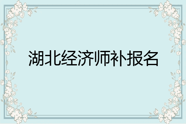 湖北经济师补报名