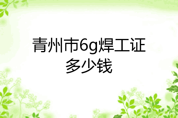 青州巿6g焊工证多少钱