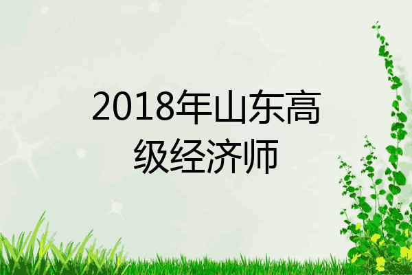 2018年山东高级经济师
