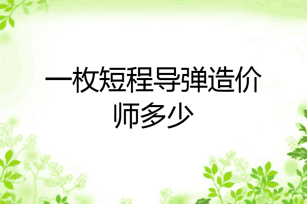 一枚短程导弹造价师多少